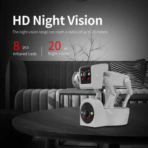 La caméra WiFi pour chien robot à double objectif ESCAM PT212 4MP prend en charge le stockage en nuage/audio bidirectionnel/vision nocturne, spécification : SE73031439-011